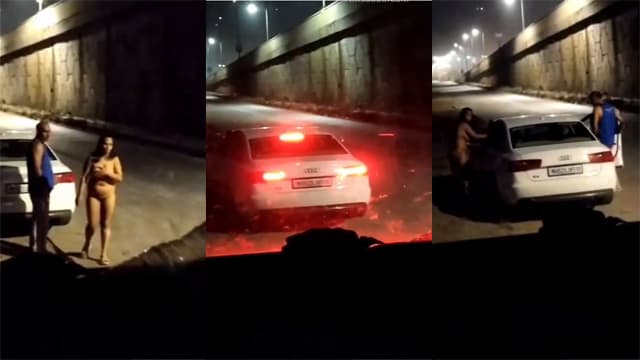 Indian Cheating Wife and Her Driver on The Road