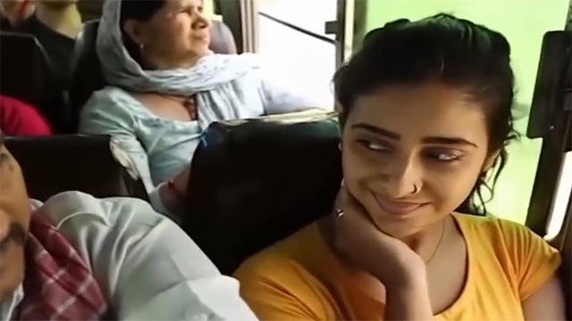 Desi Villager Touches Modern Girl Boobs In Running Bus